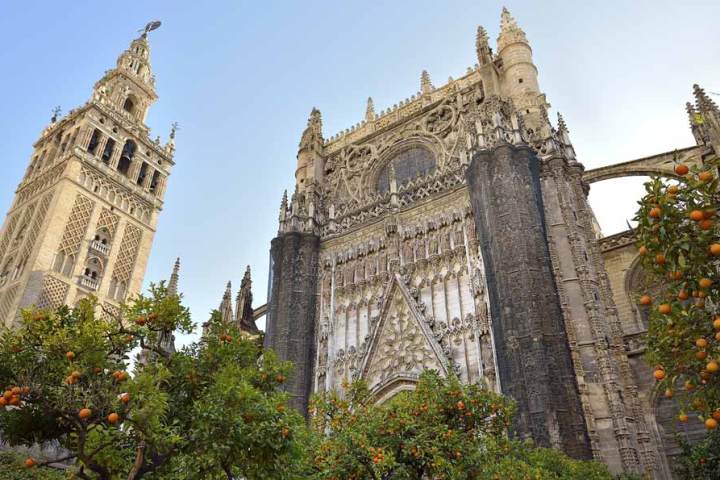 La Giralda Sevilla vista desde abajo